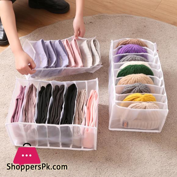 Set of 3 Bra, Socks and Underwear Organizer Box Dormitory Home Closet Drawer Organizers for Underwear Bra Socks Cabinet Separated Foldable Organizers