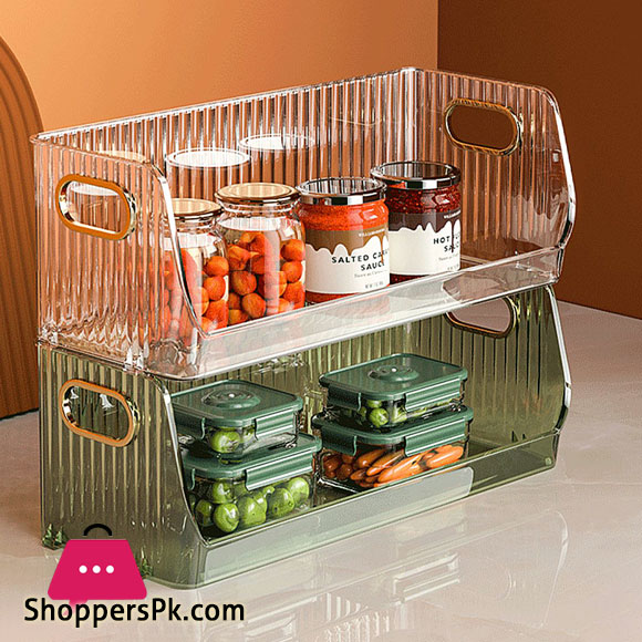 Stackable Desktop Storage Box Cosmetics Makeup Organizers Acrylic Shelf Storage Box Mask Storage Basket Organizer for Bathroom Large – 1Pcs