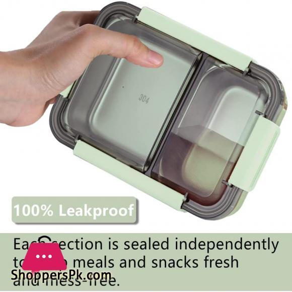 Tedemei Stainless Steel 2 Compartment Leak Proof Lunch Box portable Separated Office/Students Lunch Box