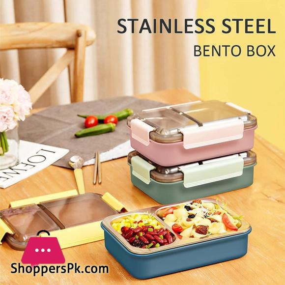 Tedemei Stainless Steel 2 Compartment Leak Proof Lunch Box portable Separated Office/Students Lunch Box