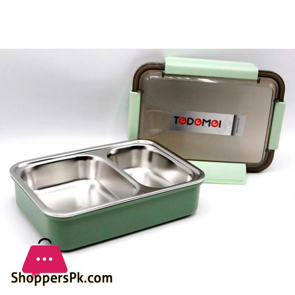 Tedemei Stainless Steel 2 Compartment Leak Proof Lunch Box portable Separated Office/Students Lunch Box
