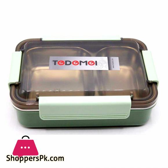 Tedemei Stainless Steel 2 Compartment Leak Proof Lunch Box portable Separated Office/Students Lunch Box
