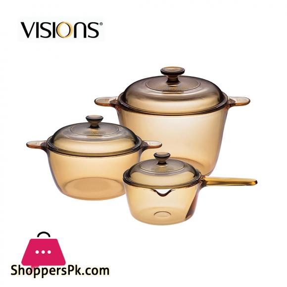 VISIONS® 6-pieces Glass Saucepan & Cookpot Cookware Set