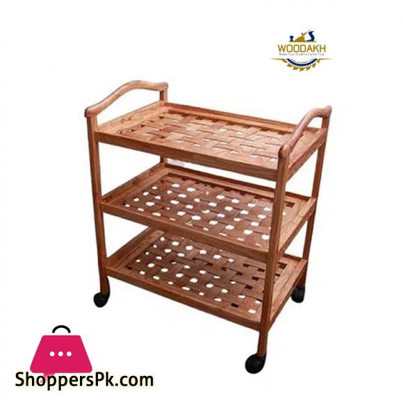 WOOD Serving Kitchen Tea Trolley Wooden Trolley