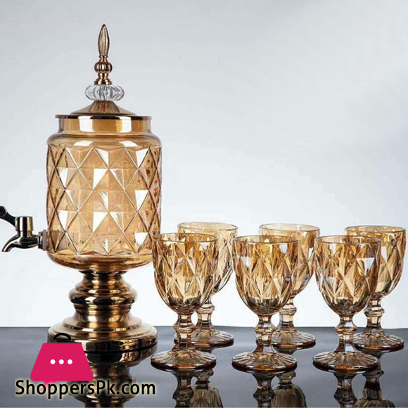 Amber Gold 7pcs Decanter Set for Table Serving