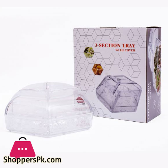 Bhojas Collection Snack Clear Tray With Divider 22Cm Clear AC25144 Taiwan Made