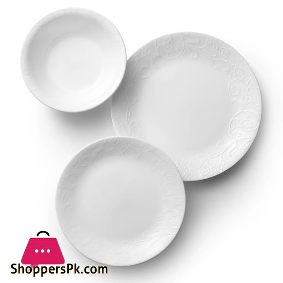 Corelle Embossed Bella Faenza Luncheon 18 Pcs Plate Set First Time In Pakistan