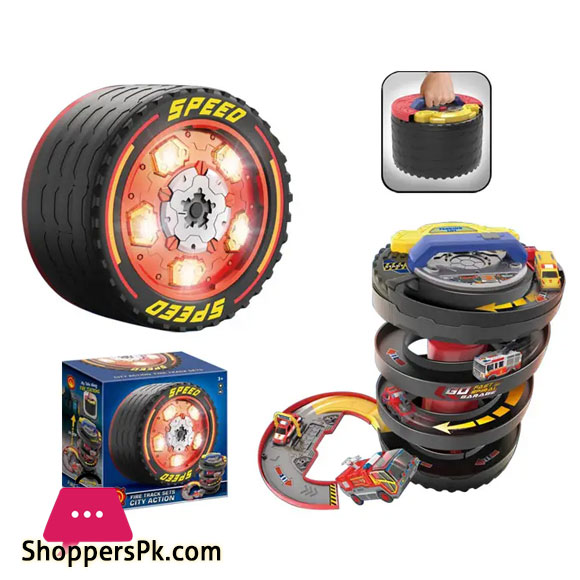 DIY City Action Racing Car Track Set 2 in 1 Musical Lighting Toy Parking Lot Car Set With Free Wheel Car
