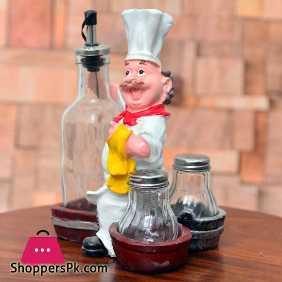 Fat Chef Salt and Pepper Set with Sauce Bottle