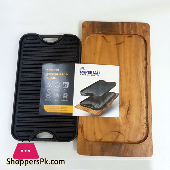 Imperial Cast Iron Revesible Grill /Griddle With Wood Base