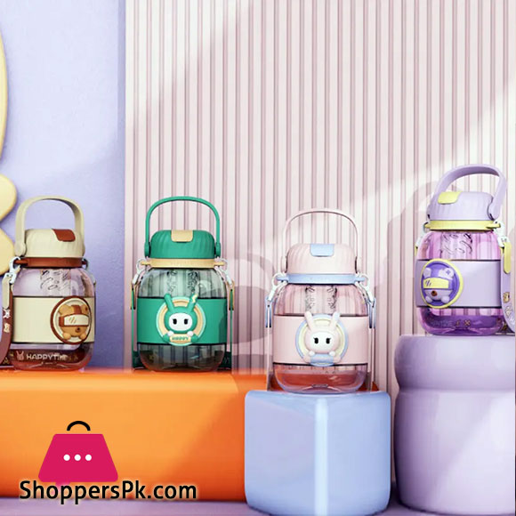 Kawaii Cute Student Childrens Water Cup Large Capacity Straw Plastic Cup Outdoor Sports Water Bottle Tons Water Bottle