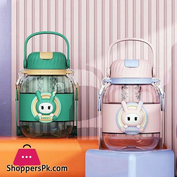 Kawaii Cute Student Childrens Water Cup Large Capacity Straw Plastic Cup Outdoor Sports Water Bottle Tons Water Bottle