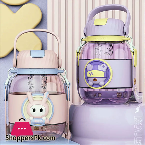 Kawaii Cute Student Childrens Water Cup Large Capacity Straw Plastic Cup Outdoor Sports Water Bottle Tons Water Bottle