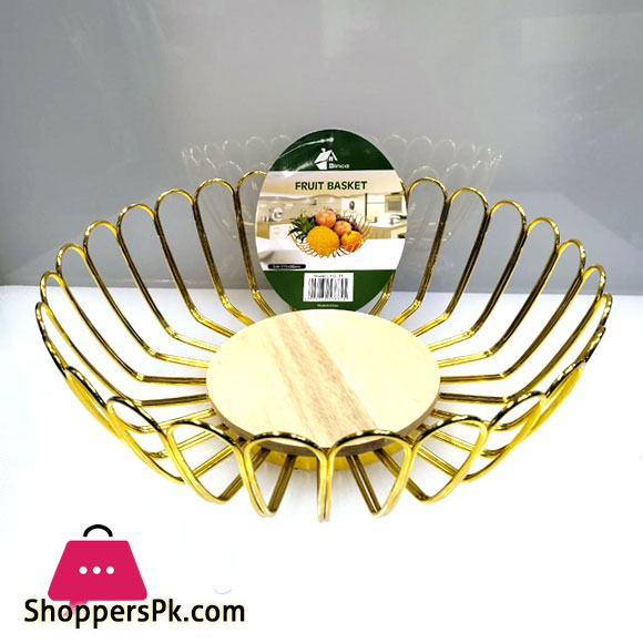Large Fruit Basket with Wooden Base
