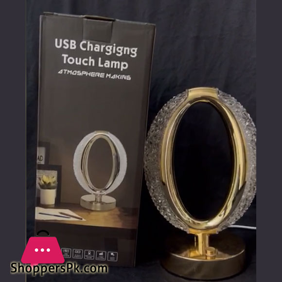 Led Crystal Table Lamp Portable O-shaped Dimmable Desk Lamp Night Light For Home Bedroom Bedside Decoration