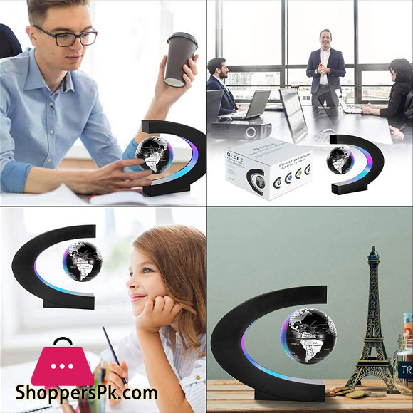 Magnetic Levitation Floating World Map Globe with C Shape Base, Floating Globe