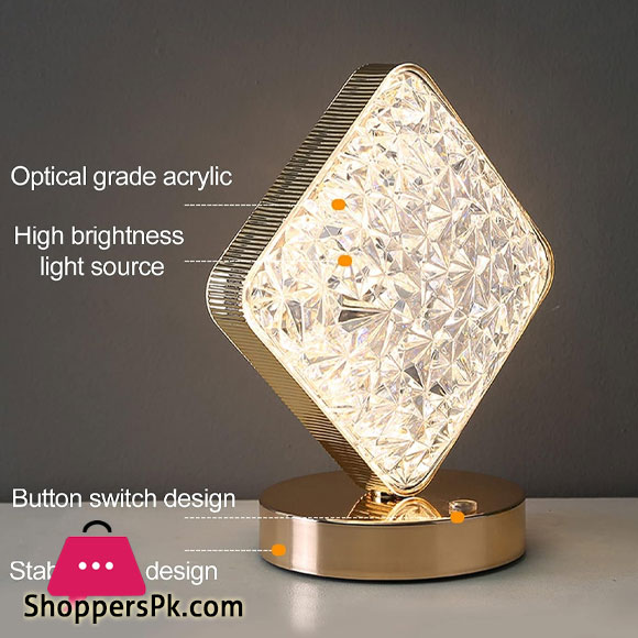 Nordic Square Creative Acrylic Crystal Table Lamp Touch Color Changing Bedside LED Night Lights
