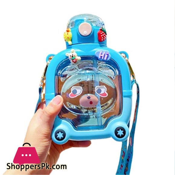 Plastic Childrens Sports Cup with Rope Handle Large Capacity Outdoor Kettle Student Leak-Proof Universal Bottle Cup with Straw