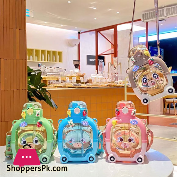 Plastic Childrens Sports Cup with Rope Handle Large Capacity Outdoor Kettle Student Leak-Proof Universal Bottle Cup with Straw