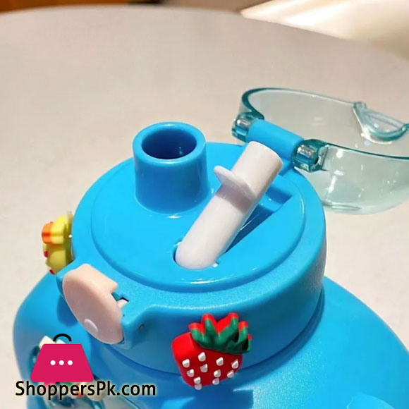 Plastic Childrens Sports Cup with Rope Handle Large Capacity Outdoor Kettle Student Leak-Proof Universal Bottle Cup with Straw