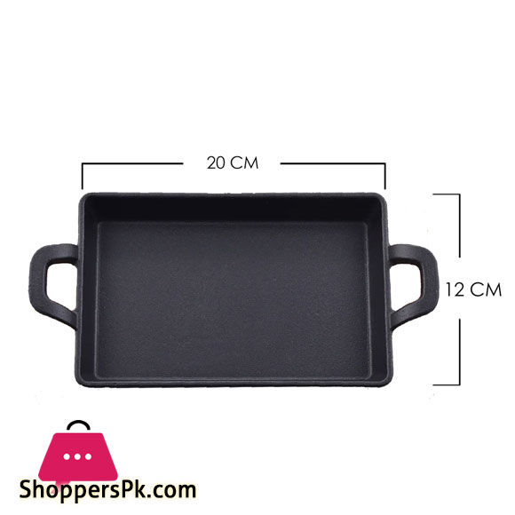 Sizzling Plate Rectangular With Handle And Wooden 20 x 12 Inch