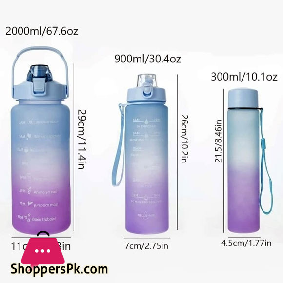 Sports Water Bottle Large Capacity Plastic Cup Portable Outdoor Travel Gym Fitness Cup 3 Pcs