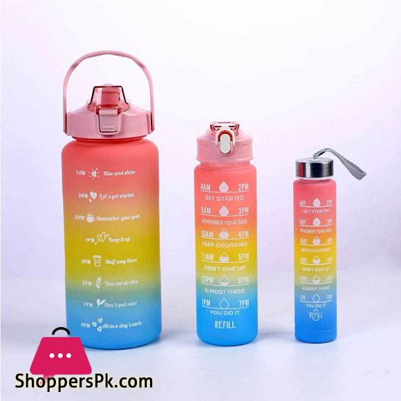 Sports Water Bottle Large Capacity Plastic Cup Portable Outdoor Travel Gym Fitness Cup 3 Pcs