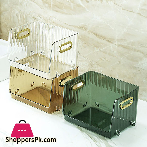 Stackable Desktop Storage Box Cosmetics Makeup Organizers Acrylic Shelf Storage Box Mask Storage Basket Organizer for Bathroom Small - 1Pcs