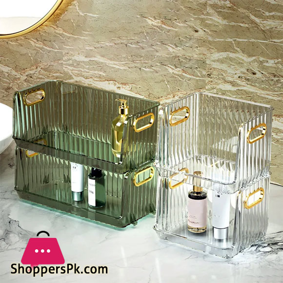 Stackable Desktop Storage Box Cosmetics Makeup Organizers Acrylic Shelf Storage Box Mask Storage Basket Organizer for Bathroom Small - 1Pcs