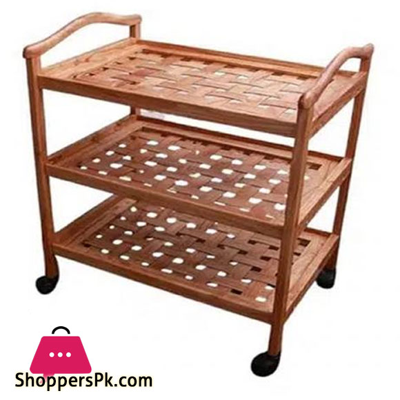 WOOD Serving Kitchen Tea Trolley Wooden Trolley