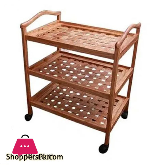 WOOD Serving Kitchen Tea Trolley Wooden Trolley