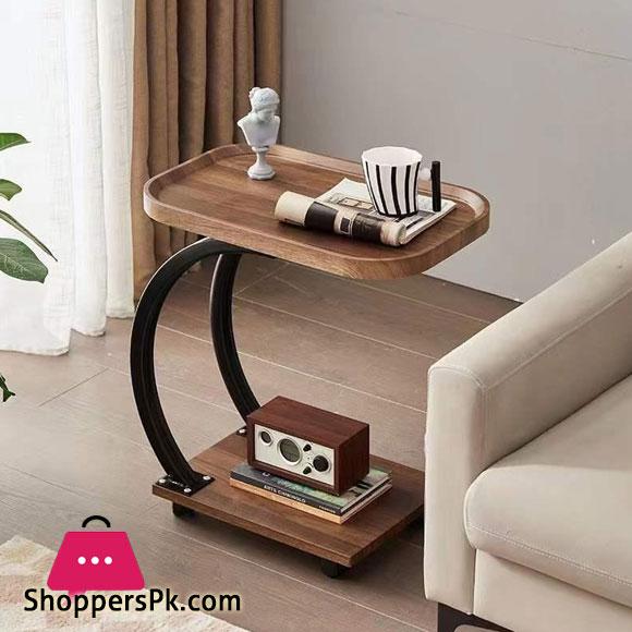 2 Tier U-Shaped Movable Desk C-Shaped Design Coffee Table Side Rack
