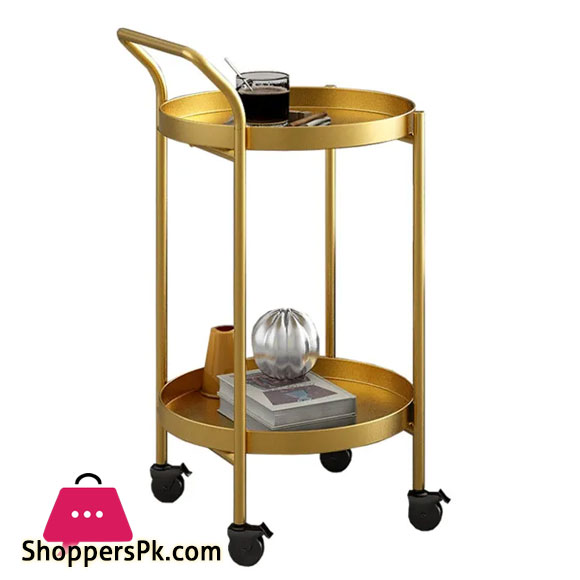 2 Tier With Wheel Nordic End Table with Storage Shelf Metal Tray Bedside Table for Small Spaces