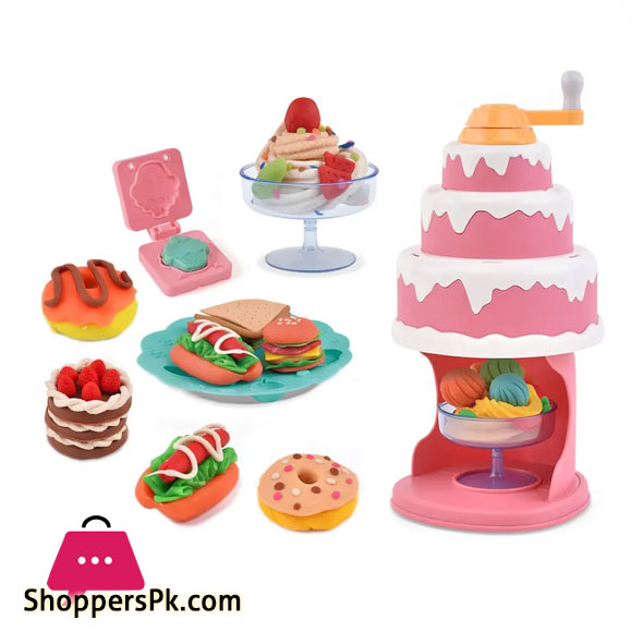 3D Clay Tool Modeling Play Dough Cake Machine Kit Pretend Play Color Mud Toy Set for Kids Play