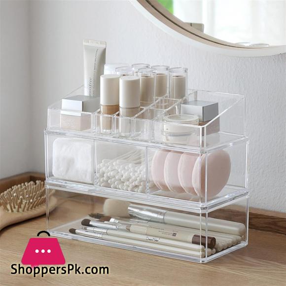 Cosmetic Display Cases Portable Transparent Makeup Organizer Storage Box Acrylic Make Up Organizer Cosmetic Organizer Makeup Storage Drawers Organizer Makeup Organizer