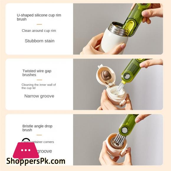 Creative 3 In 1 Bottle Cleaning Brush Multifunctional Cup Cleaning Brush Water Bottle Cleaning Tool Mini Silicone U-Shaped Brush