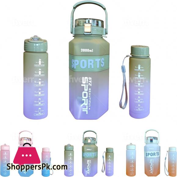 Gradient Color 3 Pcs Water Bottle Set BPA Free Plastic Water Bottle
