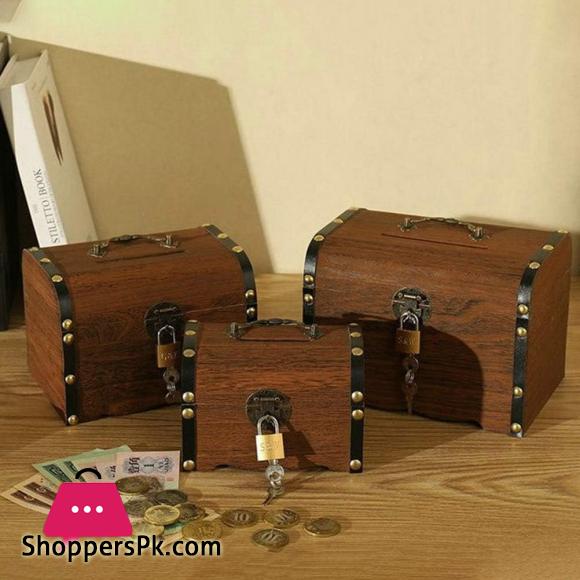 Wooden Money Banks Safe Money Box Savings Coin Money Storage Case Home Decor for Adults and Kids Gifts 1Pc