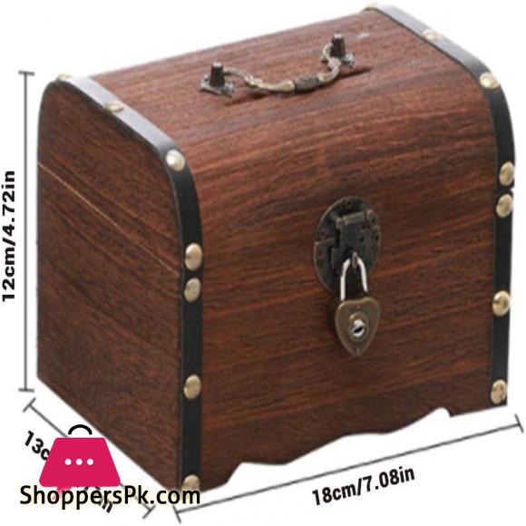 Wooden Money Banks Safe Money Box Savings Coin Money Storage Case Home Decor for Adults and Kids Gifts 1Pc