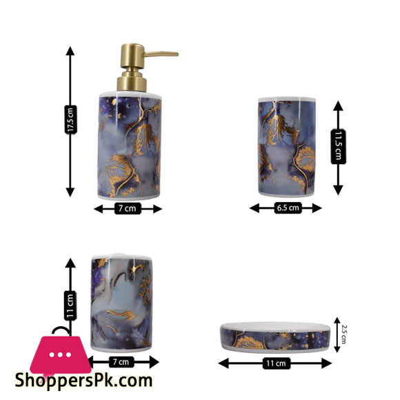 Ceramic Bathroom Accessories Set of 4 Bath Set with Soap Dispenser