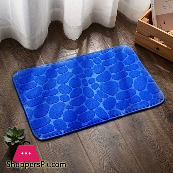 Cobblestone Embossed Bathroom Bath Mat, Coral Fleece Non-slip Carpet In Bathtub Floor Rug For Shower Room Doormat Memory Foam Pad 50 x 80cm