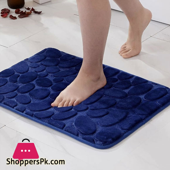 Cobblestone Embossed Bathroom Bath Mat, Coral Fleece Non-slip Carpet In Bathtub Floor Rug For Shower Room Doormat Memory Foam Pad 40 x 60cm