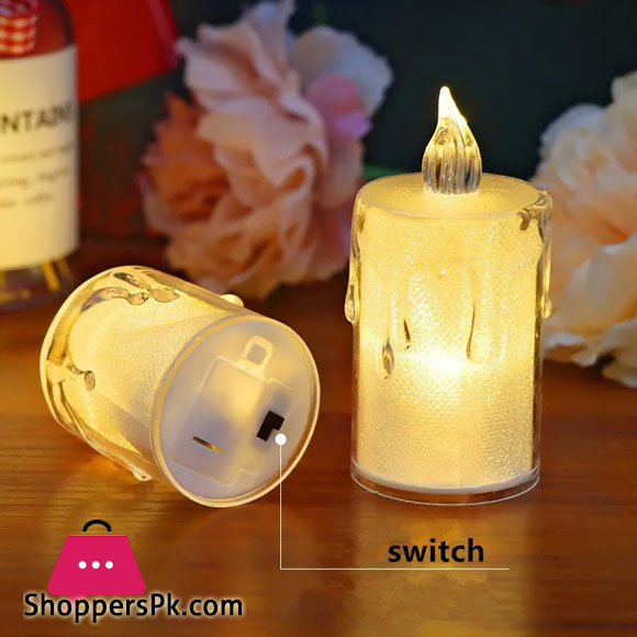 Flameless Led Candles Light Plastic Pillar Flickering Candle Night Light For Home Set of 3