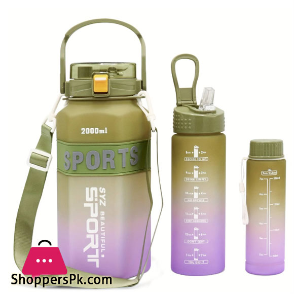 Gradient Color 3 Pcs Water Bottle Set BPA Free Plastic Water Bottle