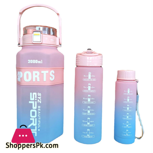 Gradient Color 3 Pcs Water Bottle Set BPA Free Plastic Water Bottle