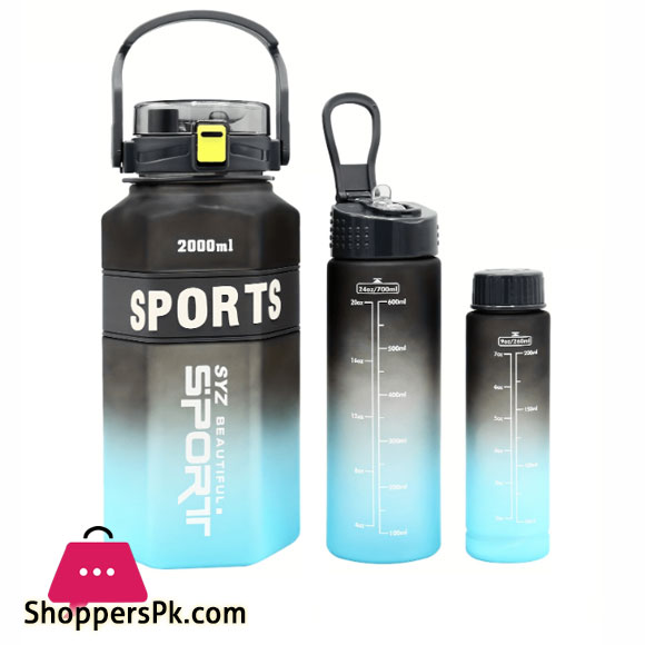 Gradient Color 3 Pcs Water Bottle Set BPA Free Plastic Water Bottle
