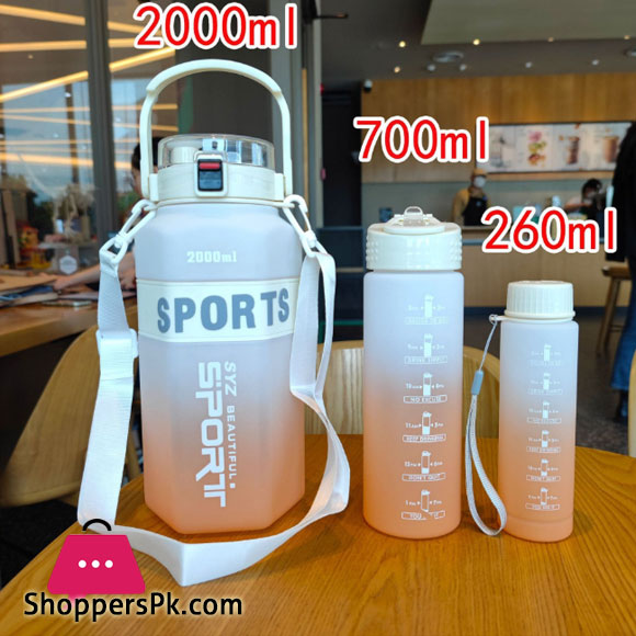Gradient Color 3 Pcs Water Bottle Set BPA Free Plastic Water Bottle