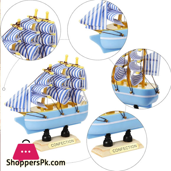 Sailing Ship Model Decor Wooden Miniature Sailing Boat Handmade Vintage Nautical Sail Ship for Tabletop