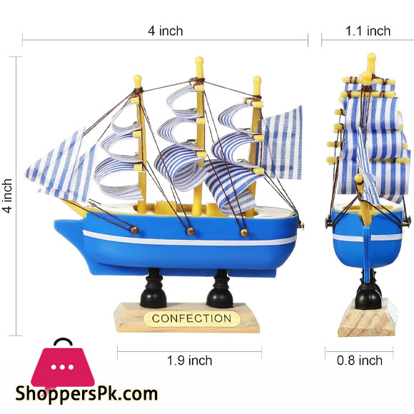 Sailing Ship Model Decor Wooden Miniature Sailing Boat Handmade Vintage Nautical Sail Ship for Tabletop