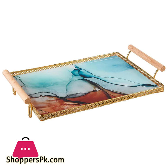 Solecasa Luxury Glass Tray Style 2 with Wooden Handle